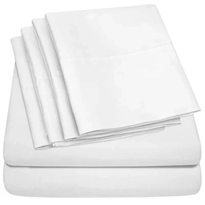 Image of Queen Sheets White 6 Piece 1500 Supreme Collection Fine Brushed Microfiber Deep Pocket Sheet Set Bedding 2 Extra Pillow Cases, Great Value, Queen,