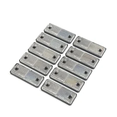 Image of ETUKER 10 Pack Rear Reflector, Rectangular Reflectors Screw on Safety Reflective, Post Reflectors, for Gate Posts Caravan/Truck/Trailer/Boat/Motorcycle Fence Posts(white)