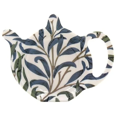 Image of LESSER &amp; PAVEY Melamine Teabag Tidy Rest Drip Plate Willow Bough Nature Leaf Foliage Design