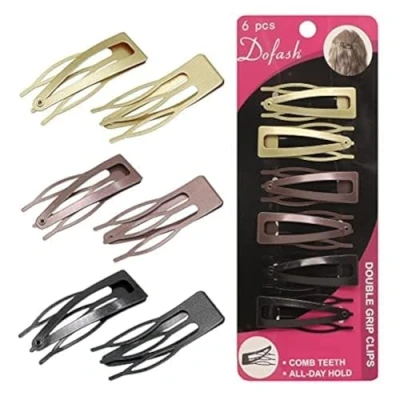 Image of Dofash 4.5 CM Double Grip hair Clips Barrettes Metal Grips Accessories Butterfly For Women 6PCS (Black 2PCS+Brown 2PCS+Gold 2PCS)