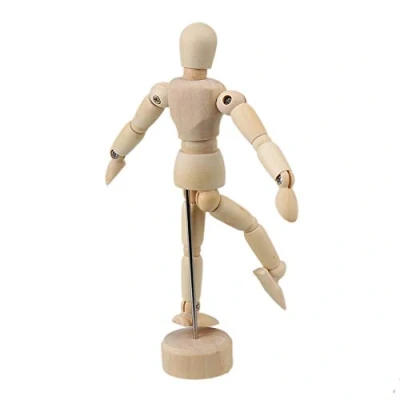 Image of Wooden Figure Manikin with Flexible Joints Human Mannequin Sketch Art Drawing Model Artist Doll 4.7 Inch