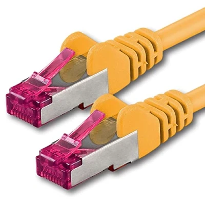 Image of 1aTTack.de 5m CAT6a Network cable yellow 1 piece CAT 6a S FTP double shielded PIMF 500MHz