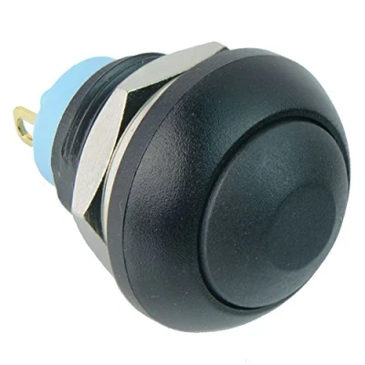 Image of Black Momentary Off (On) Waterproof 12mm Push Button Switch 2A IP67 SPST