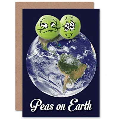 Image of Wee Blue Coo CARD GREETING CHRISTMAS XMAS PEACE EARTH PEA PUN FUNNY
