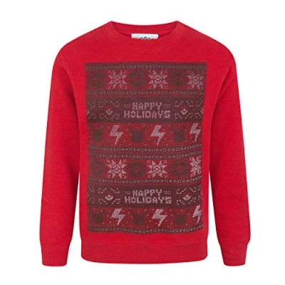 Image of Pokemon Christmas Jumper for Kids &amp; Teens Boys Girls Red Happy Holidays Knitted Pikachu Sweatshirt Xmas Gifts