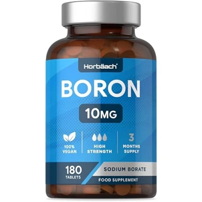 Image of Boron 10mg 180 Tablets High Strength Supplement Suitable for Vegans &amp; Vegetarians No Artificial Preservatives by Horbaach