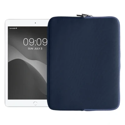 Image of kwmobile Neoprene Pouch Compatible with 13&quot; Tablet Universal Sleeve Case Cover Zipper for Dark Blue