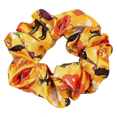 Image of LIbgiubhy Colorful Halloween Scrunchies Pumpkin Hair Elastic Satins Ties Ponytail Holders Scrunchy Soft