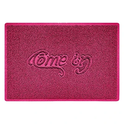 Image of Nicoman COME IN Embossed Shape Door Mat Dirt Trapper Washable Barrier Doormat (Use Indoor or Sheltered Outdoor) (90x60cm/3x2ft,Large) Pink