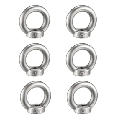 Image of 6Pcs M12 Ring Nut Lifting Eye Bolt Stainless Steel Female Threaded Screw Bolts Fastener Hardware Eyebolt for Accessories