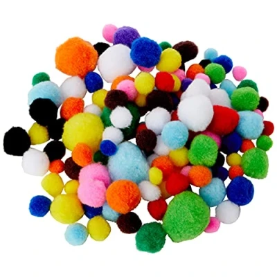 Image of Creation Station Pom Poms Assorted Colours &amp; Sizes (100)
