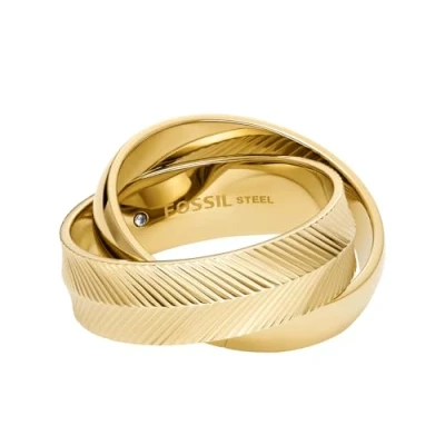 Image of Fossil Women&#039;s Harlow Gold Stainless Steel Ring, JF048067109