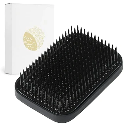 Image of Wazakura Black Ikebana Kenzan Flower Holder 3.2&quot; (83mm) Rectangular Square, Made in Japan Arranging Accessories Pin Frog Tool