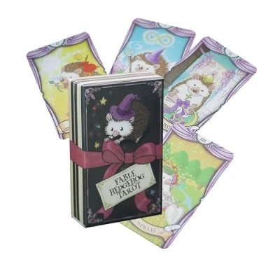 Image of Yedaoiu 12X7cm purple hedgehog tarot card, 78 classic cards, able to predict the future, copperplate paper material with instructions, suitable for beginners and family gatherings.