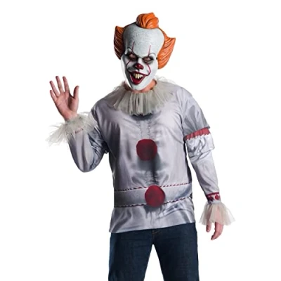Image of Rubie&#039;s Official Pennywise IT Clown Costume, Adult Top and Mask Set, (2017 Film Version), Size Standard