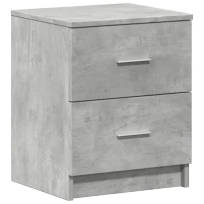 Image of vidaXL Bedside Cabinet/Nightstand with 2 Drawers Engineered Wood, Concrete Grey, Bedroom Furniture Modern Freestanding Design 40x36x50 cm