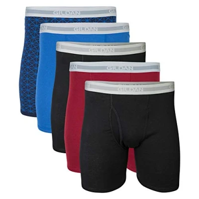 Image of Gildan Men&#039;s Underwear Boxer Briefs, Multipack, Mixed Blue/Grey (5 Pack), XXL (Pack of 5)