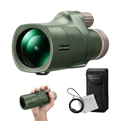 Image of K&amp;F Concept 12X50 HD Monocular，Monoculars Telescope for Adults with BAK4 Prism &amp; FMC Lens IP66 Waterproof Bird Watching Hiking Hunting Camping Travelling, Green