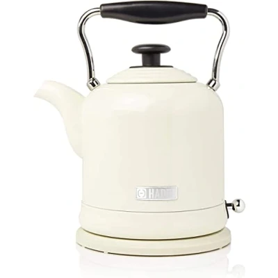 Image of Haden Highclere Cream Kettle 3000W Fast Boil Stainless Steel Kettle, Cordless, 360 Base, Cup Markings 1.7L Retro Design Perfect for Any Kitchen, 240 Volts