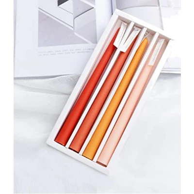 Image of Candle Dinner Candles Scented Colour Gift Set Over 7 Hours Duration of 4 (Orange Orange)