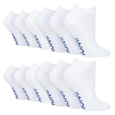 Image of IOMI 12 Pair Multipack Diabetic Trainer Socks for Swollen Feet &amp; Ankles Cotton Cushioned Extra Wide Low Cut Men Women (9 11, White)