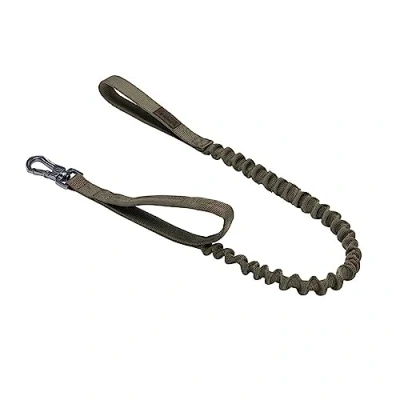 Image of EXCELLENT ELITE SPANKER Tactical Bungee Dog Leash Military Police Training Rope with 2 Control Handle for Medium and Small Dogs(Ranger Green)