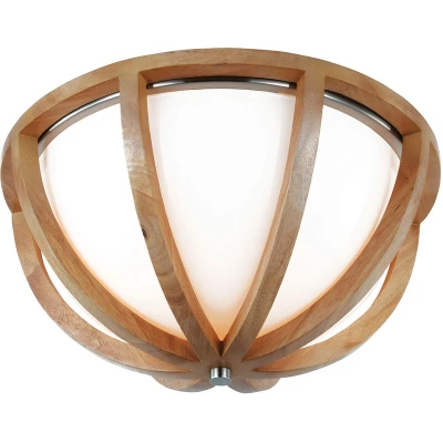 Image of Allier Flush Mount, Light Wood, Brushed Steel, E27