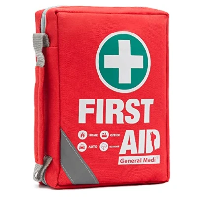 Image of General Medi First Aid Kit Small Compact Bag(175 Piece) Reflective Bag Design Includes Instant Cold Pack, Emergency Blanket for Travel, Home, Office, Vehicle,Camping