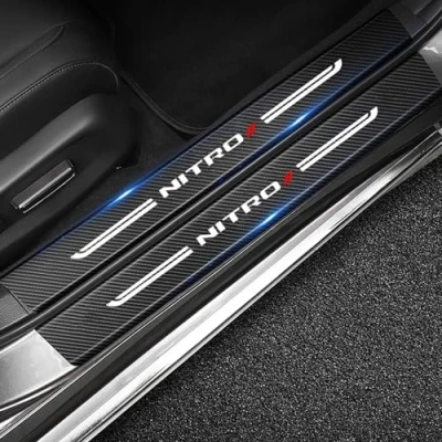 Image of 4Pcs Car Door Sill Protector Threshold Scuff Plate for Dodge Nitro, Carbon Fiber Kick Plates Sticker Automobile Welcome Pedal Decorative Strips (Nitro)