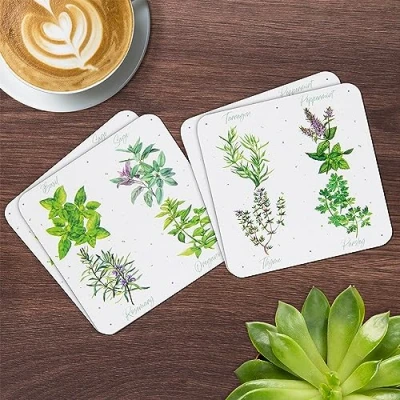 Image of The Leonardo Collection LP95065 Herb Garden Drinks Mat Coasters (Set of 4), Boxed
