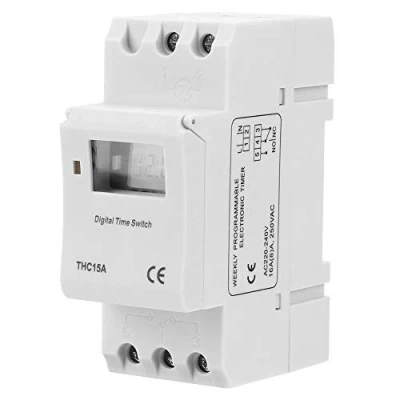 Image of Astronomical Timer Switch, THC15A 220 240VAC 16A Digital Programmable DIN Rail Switch with Interchangeable Face Cover