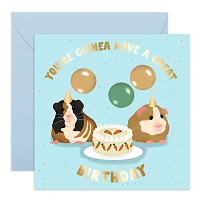Image of Central 23 Birthday Card for Women Funny &#039;You&#039;re Guinea Have a Great Birthday&#039; Cute Fun Design Him Her Pig Themed Comes with Sweet Stickers