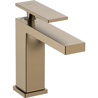 Image of hansgrohe Tecturis E bathroom tap without waste, sink with spout height 110 mm, basin mixer water saving (EcoSmart+), brushed bronze, 73011140