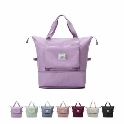 Image of Foldie Travel Bag Expandable, Large Capacity Folding Bag, Lightweight Waterproof Foldable Duffel Weekender Overnight for Women, Purple