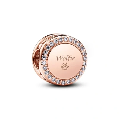 Image of Pandora Rose Gold Engravable Crystal Button Charm