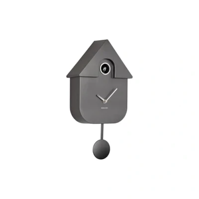 Image of Karlsson Modern Cuckoo Wall Clock &#039;Metallic Dark Grey&#039; KA5867DG