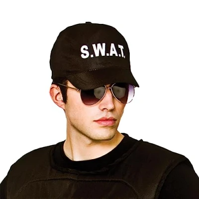 Image of Wicked Costumes Adult Unisex Black S.W.A.T Cap Uniform Fancy Dress Hat