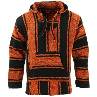 Image of LOUDelephant Recycled Mexican Baja Jerga Hoody Orange Black (Medium)