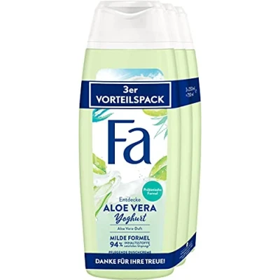 Image of Fa Nourishing Shower Cream Aloe Vera Yoghurt with the Pleasant Fragrance of Pack 3, 750 ml