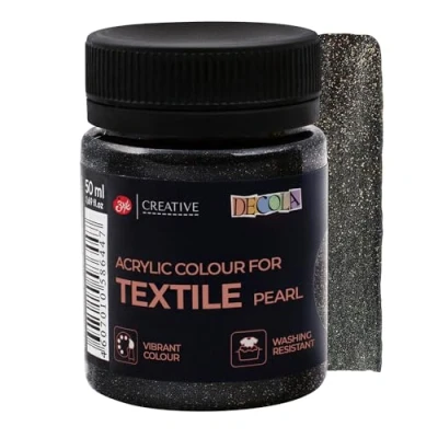 Image of Decola Black Glitter Effect Textile Colours 50ml High Pigment Colour Made by Neva Palette