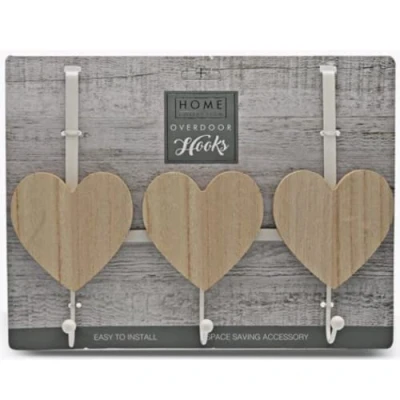 Image of FabFinds Overdoor Hook Heart Shaped Wooden Effect Hanger for Coat Towel Bath Robe