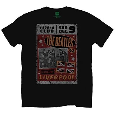 Image of The Beatles Men&#039;s Live in Liverpool Short Sleeve T Shirt, Black, Medium