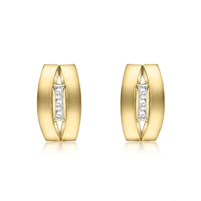 Image of Carissima Gold Women&#039;s 9 ct Yellow Cubic Zirconia Two Band V Shaped Earrings