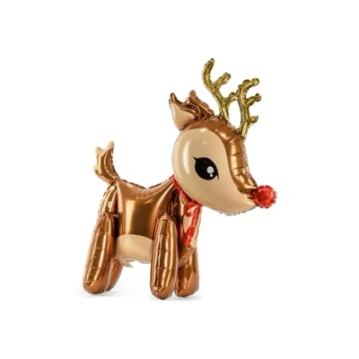 Image of Rudolf Reindeer Foil Christmas Balloon, Festive Party Balloon Gift, Childrens Helium