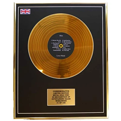 Image of HIM LOVE METAL GOLD RECORD DISPLAY COMMEMORATIVE LTD EDITION