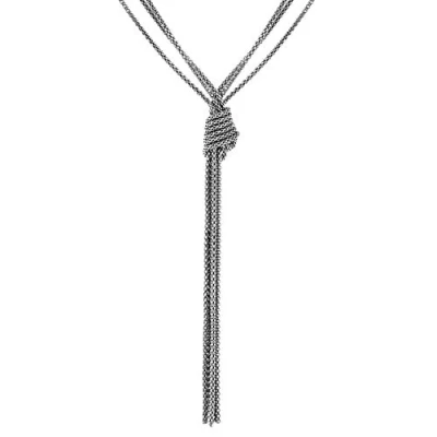 Image of Tuscany Silver Women&#039;s Sterling Rhodium Plated 3 Strand Knot Popcorn Chain Necklace 46cm/18&quot;