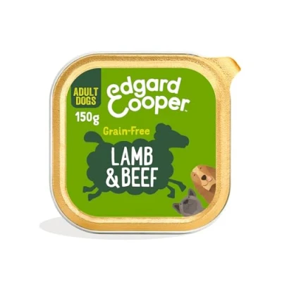 Image of Edgard &amp; Cooper Natural Wet Dog Food (Lamb Beef, ‎11 x 150g cup) Grain Gluten Free, ingedients fresh meat, full of essential amino acids for healthy insides