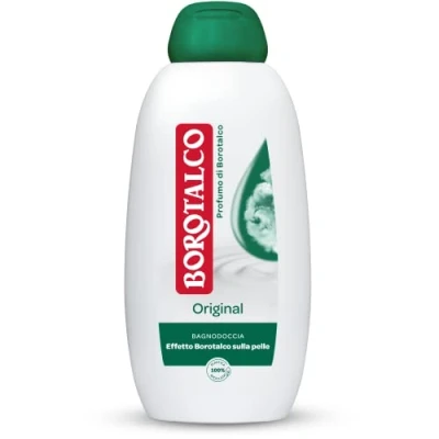 Image of Borotalco Original shower, bath foam with borotalcum fragrance, formula moisturizing effects, borotalk effect on The skin, dermatologically tested, 600ml bottle