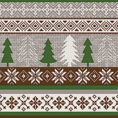 Image of 20 Napkins Christmas Knitting Pattern with Winter Trees as Table Decoration Paper Motif Also for Decoupage and 33 x cm