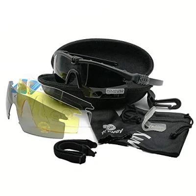 Image of Tactical professional protective glasses BALLISTIC 3.0 Military 100% UV400 TR90 frame goggles shooting gafas outdoor sports hiking cycling Paintball safety eyewear (Black Polarized)